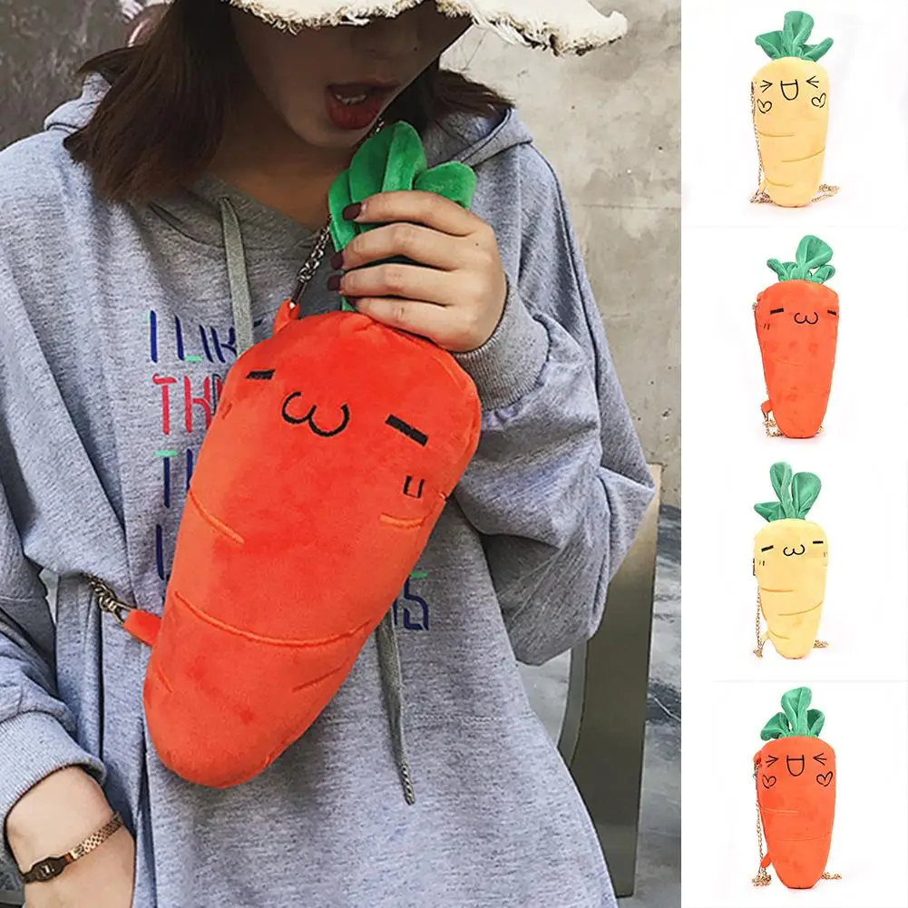 

Cute Cartoon Carrot Soft Plush Women Casual Shoulder Crossbody Bag Phone Pouch fashion