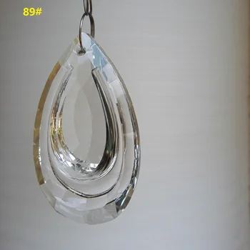 

100pcs/lot 89*50*23MM machine grinding clear 89MM double layer droplets Glass Beads For Chandelier crystal