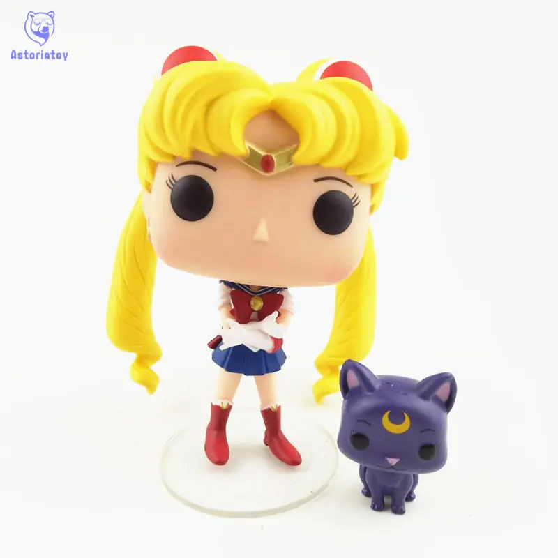 NEW 10cm Sailor Moon Luna action figure Bobble Head Q Edition new box for Car Decoration