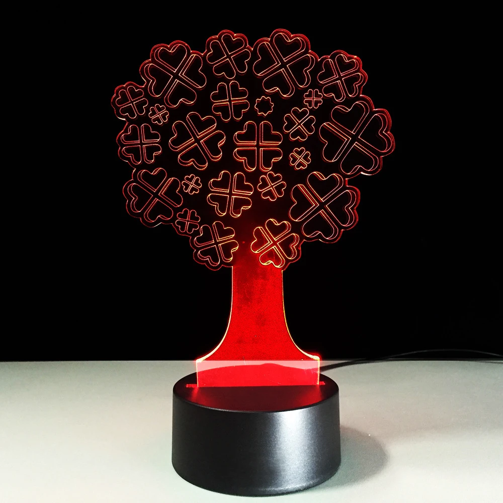 3D Визуальный 7 цветов ночник USB Lucky Tree Lamparas настольная лампа Светодиодная для детей подарок на день рождения прикроватный детский спальный Рождественский Декор