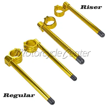 

43mm Clip Ons Riser Regular Clip-on Fork Tube Racing CNC Handlebars For Yamaha YZFR6 YZF 600 R6 FZR1000 FZR750RR OWO1 Gold