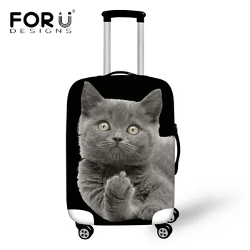 

FORUDESIGNS Cute Middle Finger Cat Prints Travel Thicken Elastic Luggage Suitcase Protective Cover Waterproof Dust Rain Cover