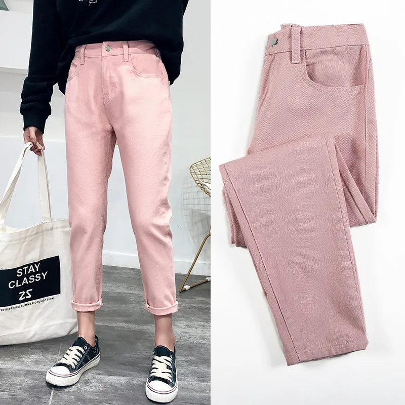 

Soft Denim Jeans For Women Mid Waist Elastic Loose Denim Pencil Pants Ankle Length Femme Trousers Boyfriend Jeans Korea Style