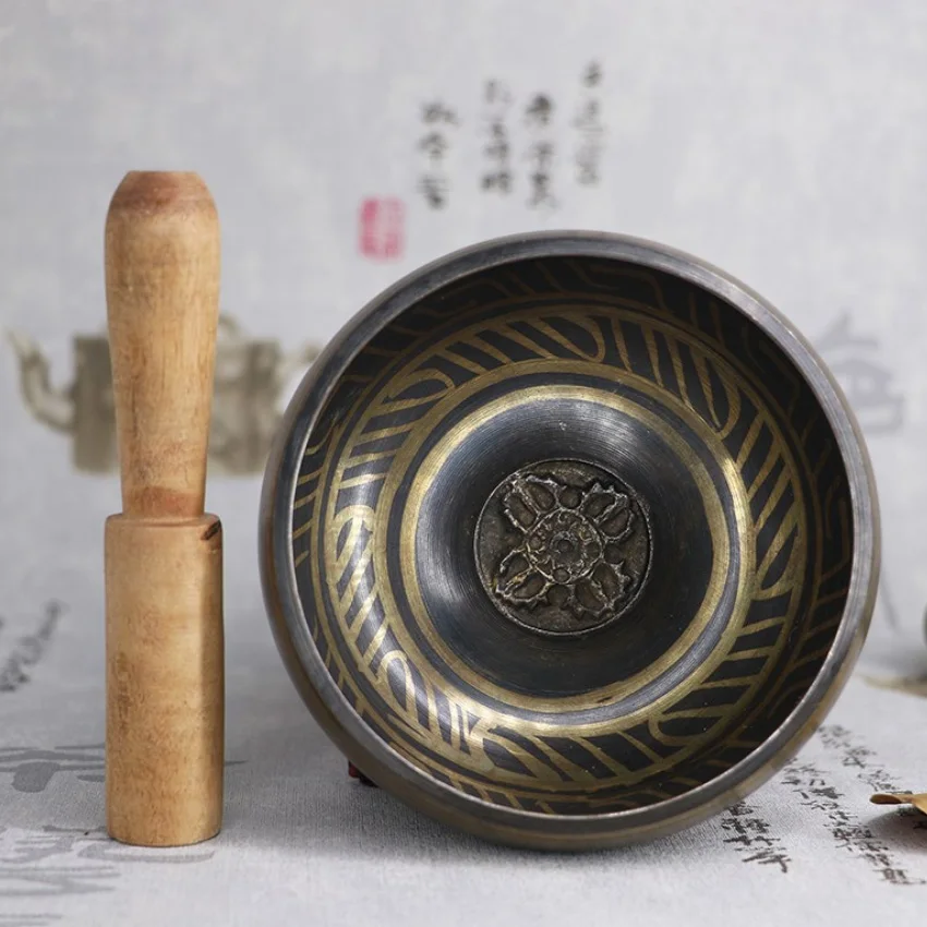 Handmade 3.15 Inch Tibetan Bell Metal Singing Bowl with Striker for Buddhism Buddhist Meditation Healing Relaxation
