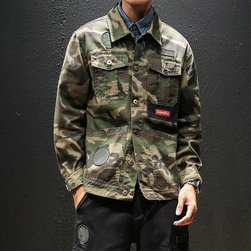 YASUGUOJI New 2019 Japan Style Jeans Men Jacket Fashion Vintage Black Mens Denim Jacket Streetwear Loose Patch Denim Jacket Men