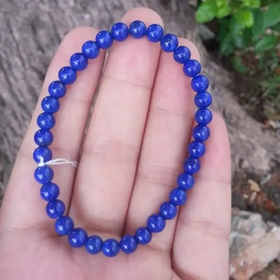

5.2mm Natural Royal Blue Lapis Lazuli Round Beads Bracelet AAAA QJ25 (0923)