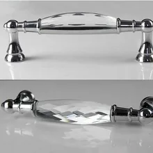 96mm K9 clear glass crystal kitchen cabinet drawer pulls knobs shiny silver chrome dresser cupboard door handle modern furniture