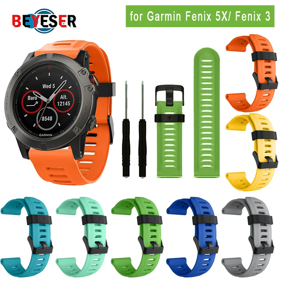 Ремешок для часов Garmin Fenix 5X 6X Pro мягкий силиконовый браслет 3 HR Band 22 мм 26