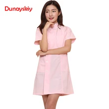 Новая мода короткий рукав стоячий воротник женское медицинское пальто униформа медицинская лабораторная куртка больница тонкая розовая синяя и белая форма медсестры