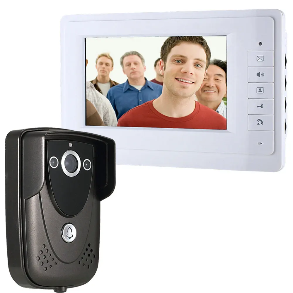 

Free shipping Wired Color 7" TFT LCD Display 4-line Video Door Phone Doorbell Intercom System With IR Night Vision Camera