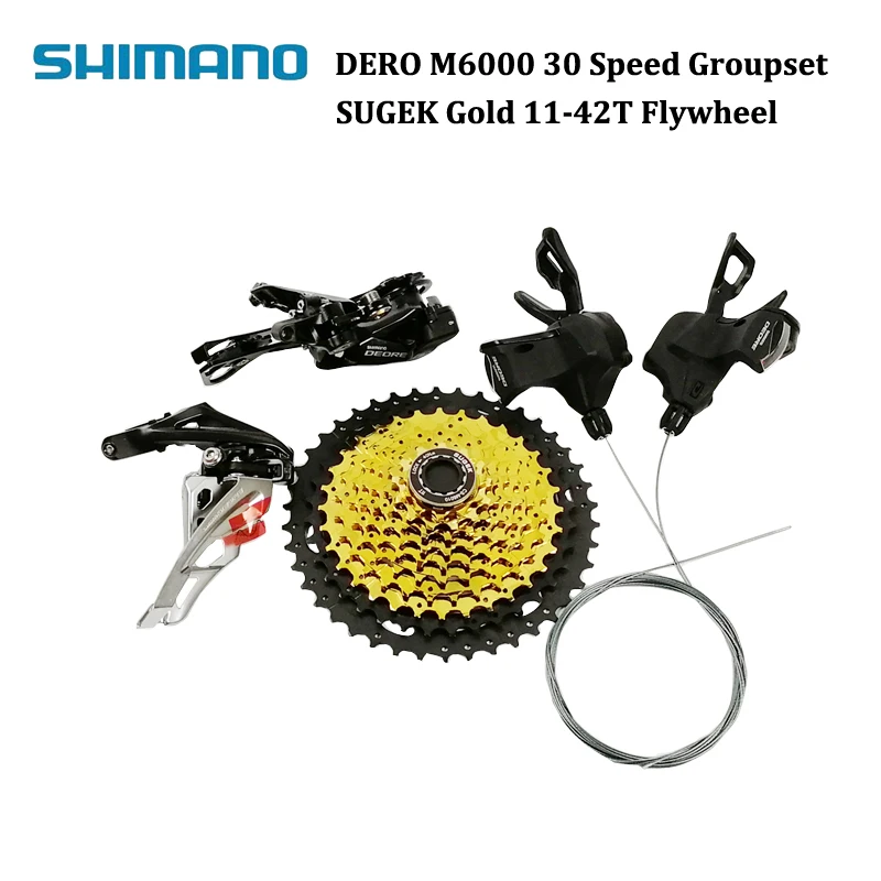 

Shimano Deore Groupset 10 Speed M6000 Plus RACEWORK 11-46T Mountain Bike Group Set 4pcs - Black