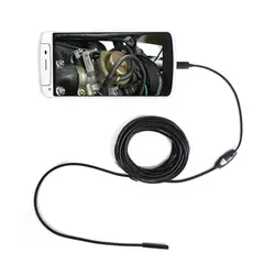 7 мм объектив Android эндоскоп Камера синхро-адаптер длиной 1 м/1,5 м/2 м/3,5 м/5 м/10 м полу-жесткий кабель 6LED Водонепроницаемый USB инспекции