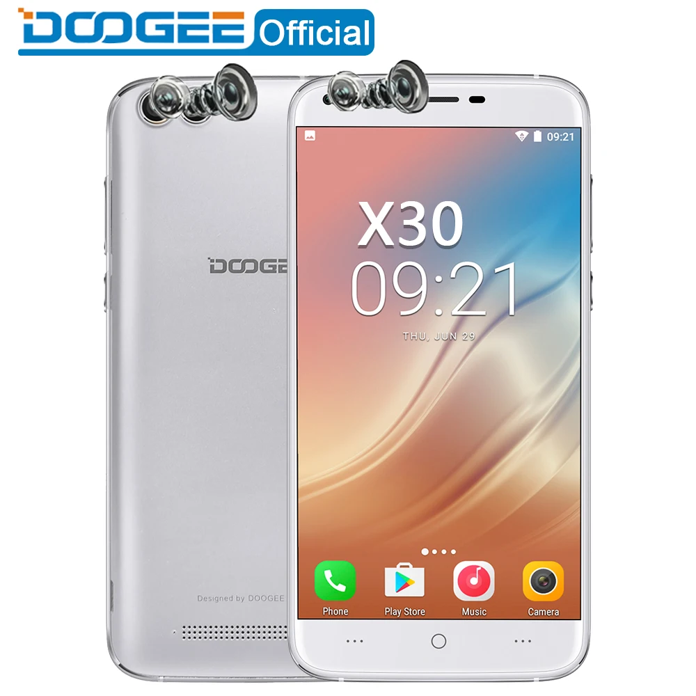 DOOGEE X30 смартфон с четырёхъядерным процессором MTK6580A ОЗУ 2 Гб ПЗУ 16 Android 7 0 3360 мАч|quad