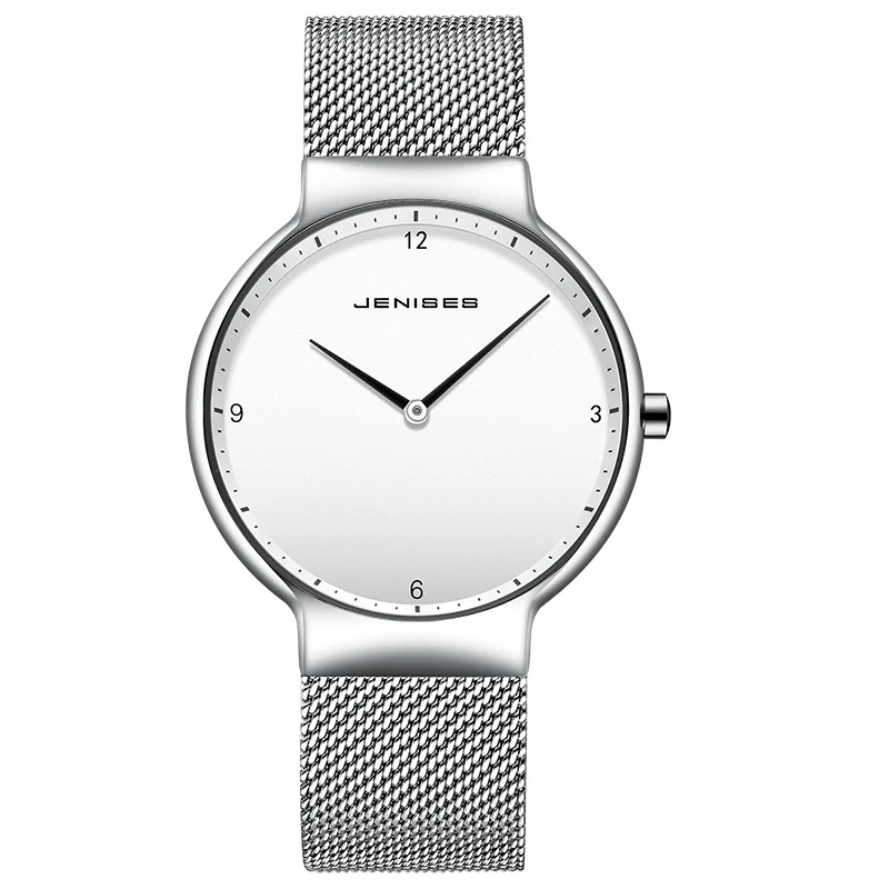 Роскошные женские или мужские часы Топ JENISES бренд кварцевые часы женские наручные часы Пары часы платье Relogio Feminino - Цвет: Men Silver White