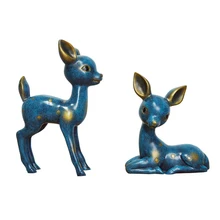 2 Pieces Couples Deer Model Small Statue Figurine Crafts Nordic Retro Resin Figure Ornament Miniatures Home Garden Decoration 2 Pieces Couples Deer Model Small Statue Figurine Crafts Nordic Retro Resin Figure Ornament Miniatures Home Garden Decoration