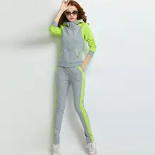 Осень и зима женская одежда комплект Повседневная Верхняя костюм натуральный хлопок с длинным рукавом Толстовка капюшоном+ брюки для девоч