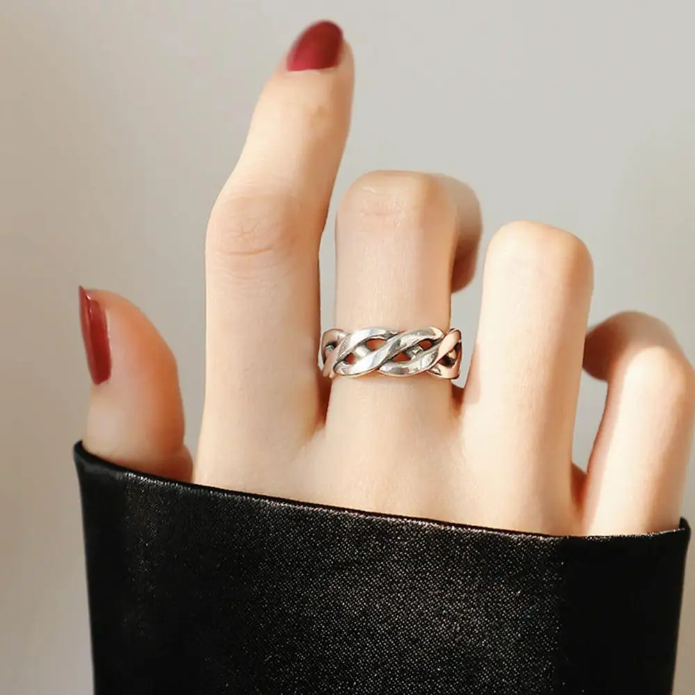 

New Solid 925 Silver Chinese Knot Design Adjustable Rings For Women Heart Luck & Love Symbol Gifts Ethnic Jewelry