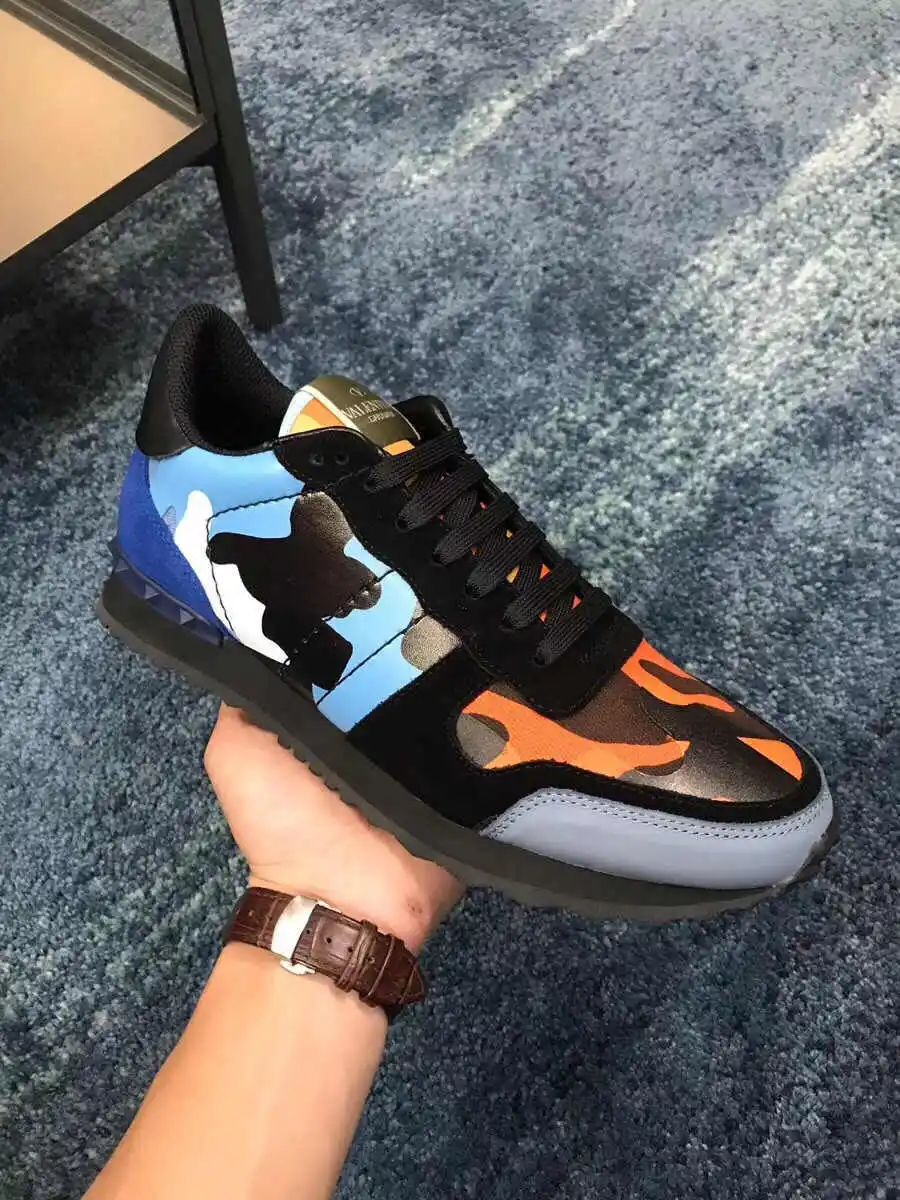 

2019 new men's casual shoes designer camouflage leather original camouflage casual shoes with box size 38-45