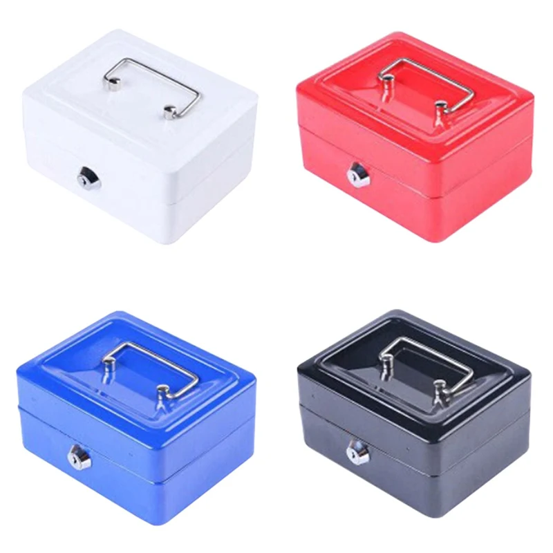 

Practical Mini Petty Cash Money Box Stainless Steel Security Lock Lockable Safe Small Fit for House Decoration