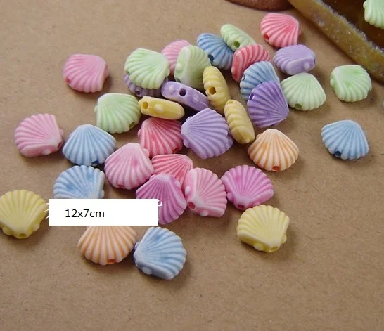 

Wholesale Lot Resin seashell shape bead diy sewing kids craft 12x7mm