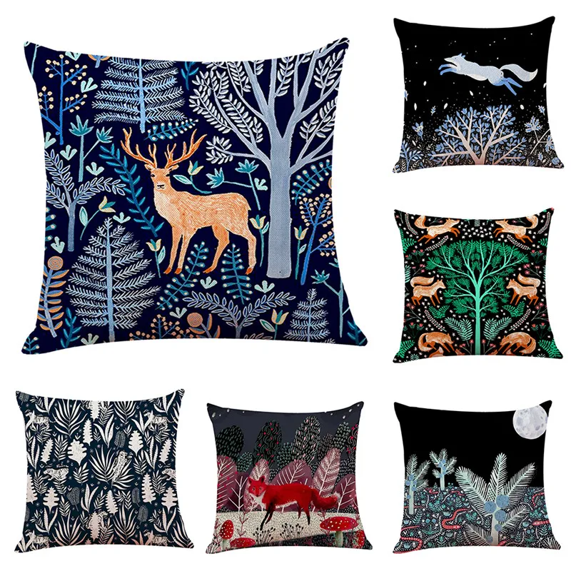 

Nordic Animals deer fox forest pillowcase Decorative home sofa cushion cover kids gift factory dropshipping custom pillow case