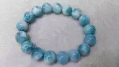 

6-7mm Natural Larimar Stone , Larimar Bead Smooth Bead, Natural Stone, Semi Precious Bead, Blue Bead Larimar Bracelet 8inch