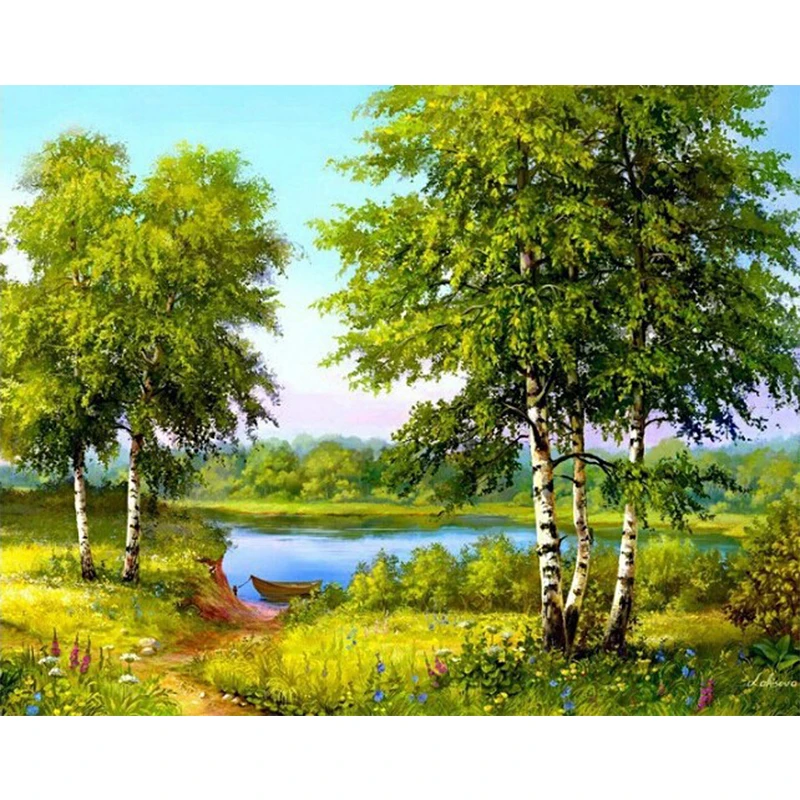 

5D DIY Diamond Painting Landscape Cross Stitch Patterns Full Drill Resin Diamond Painting 40x30 kits for Embroidery with Beads