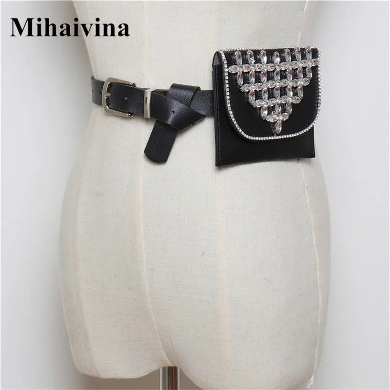 Mihaivina الأزياء الماس الخصر حقيبة النساء فاني حزم حقيبة بحزام الفاخرة العلامة التجارية المال الهاتف الخصر حزمة الحقيبة الإناث محفظة تربط حول ا...