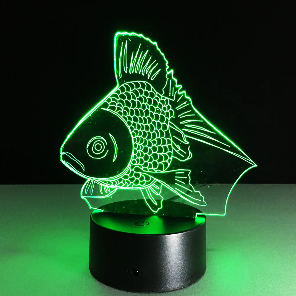 Goldfish 3D creative desk lamp Mini Led Lights Battery Powered Acrylic