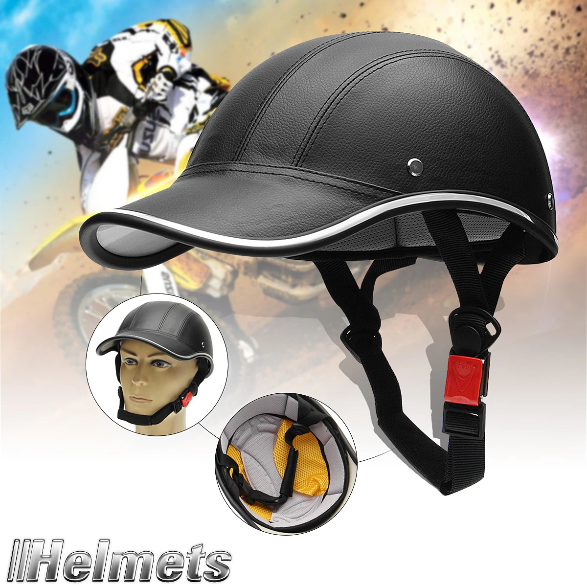 Мотоциклетная бейсбольная кепка с полушлемом, шлем для электрического велосипеда, самокат, защитная жесткая Кепка с защитой от ультрафиолета