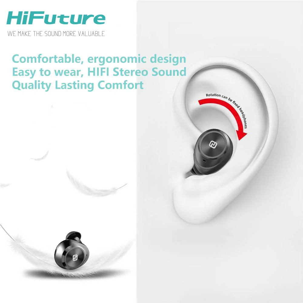 Hifuture Tidybuds TWS Bluetooth V5.0 наушники 3D стерео Спортивные Беспроводные наушники с двойным микрофоном 2 года гарантии
