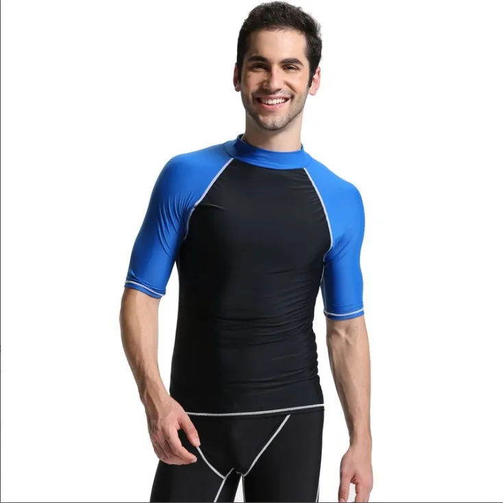 Collar blue short sl Yobel Man деление служить солнцезащитный Лонгслив короткий рукав плавательный жилет закрыть солнцезащитный плавающий сервис Дайвинг - Цвет: Collar blue short sl