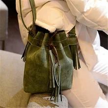2016 winter mode vintage quaste kordelzug peeling handtasche der frauen kleine taschen eimer tasche umhängetasche umhängetasche