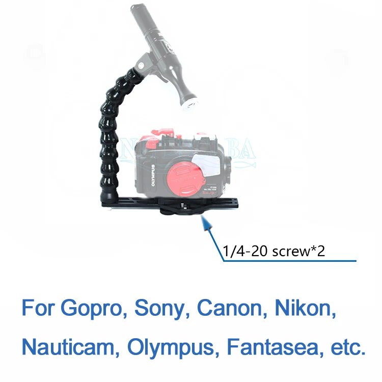 Nitescuba погружения ручка лоток держатель для кронштейна для RX100 tg5 Камера чехол S2000 Z330; YS Female; D2 проблесковым маячком для подводной съемки с аксессуар - Цвет: Серебристый