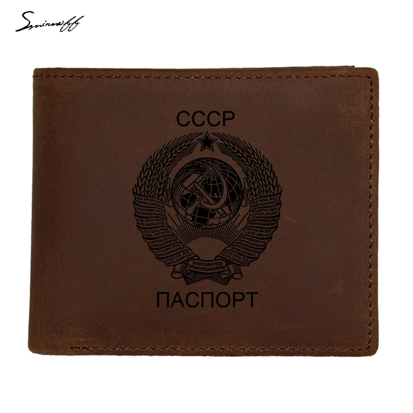 Wallet Genuine Leather Russia Men Leather Wallet Military Army 