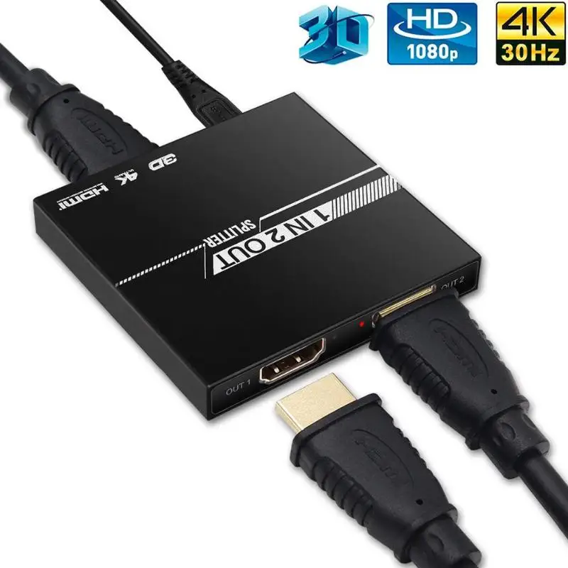 HDMI разветвитель 1 в 2 из алюминия Ver1.4 HDCP 4 K HDMI 1x2 коммутатор 3D 1080 P высокое качество