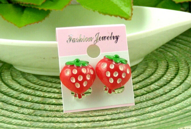 Серьги клипсы с фруктами для девочек|earrings titanium|gift for the brideearring crystal |