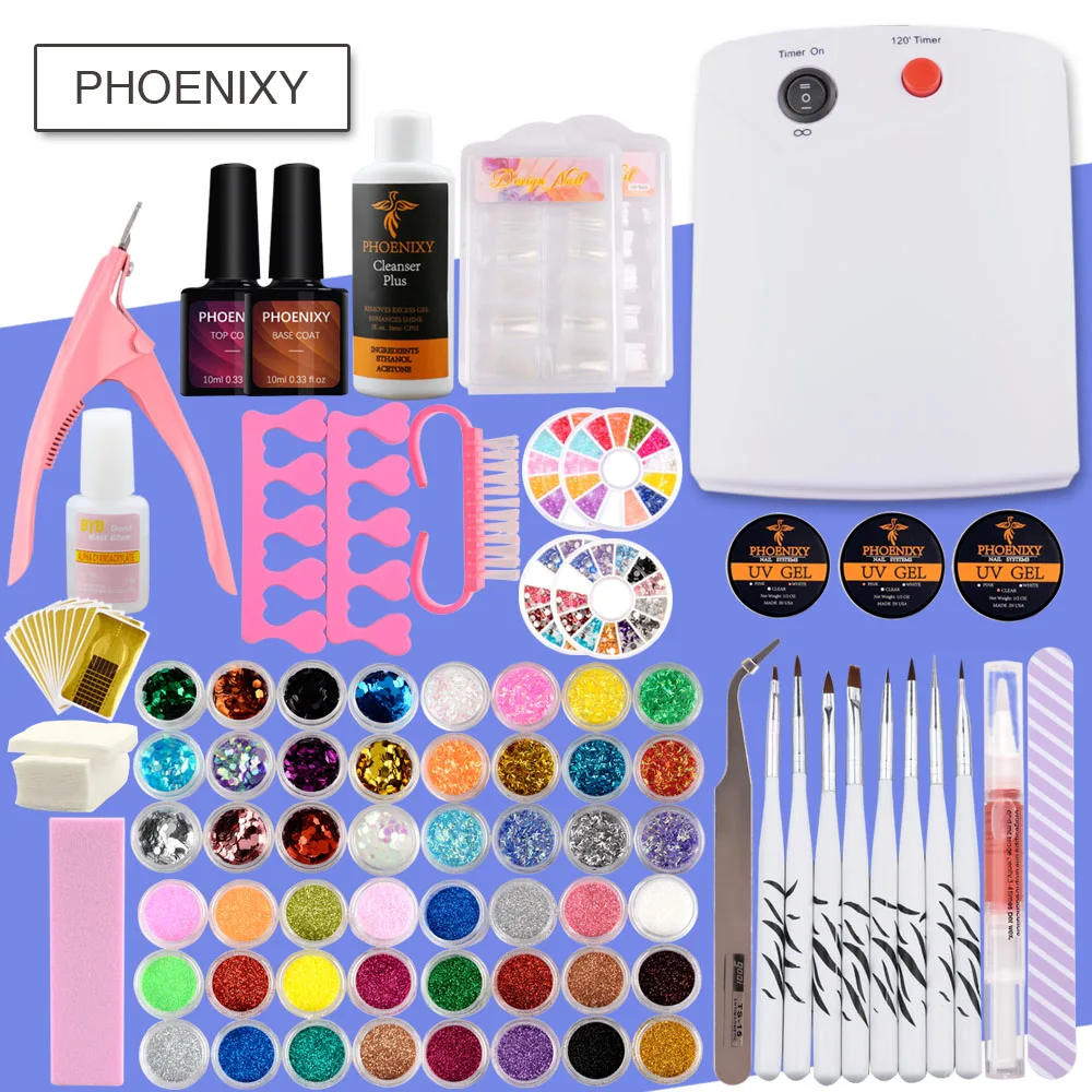 

UV Gel Nail Set 36W UV Lamp Manicure Set For Nail Extension Set Manicure Tools Nail Art Glitter Powder Tools UV Gel Nail Kit