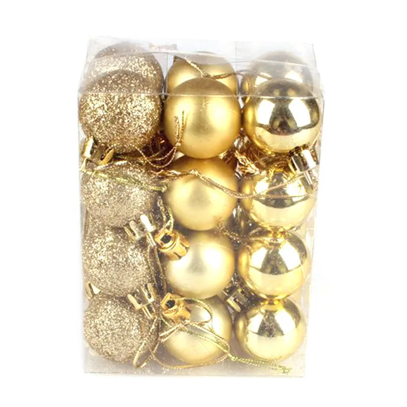 24Pcs/Lot Christmas Tree Ball Baubles Xmas Party Wedding Hanging Ornament Christmas Decoration Supplies 10 Colors - Цвет: Gold