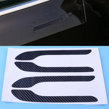 

DWCX Car-styling 4pcs/set Black PP Plastic Carbon Fiber Style Door Handle Decoration Cover Sticker Trim Fit for Tesla Model 3