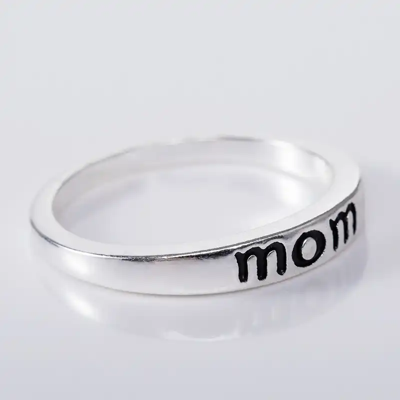 Классическое серебряное кольцо ювелирные изделия с надписью Mom модные