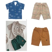 Детские рубашки; коллекция года; летние рубашки с короткими рукавами для мальчиков и девочек; новые модные хлопковые топы для маленьких детей; одежда