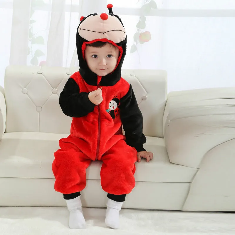 Детский фланелевый комбинезон с капюшоном животными|toddler jumpsuit|animal romperbaby costume |