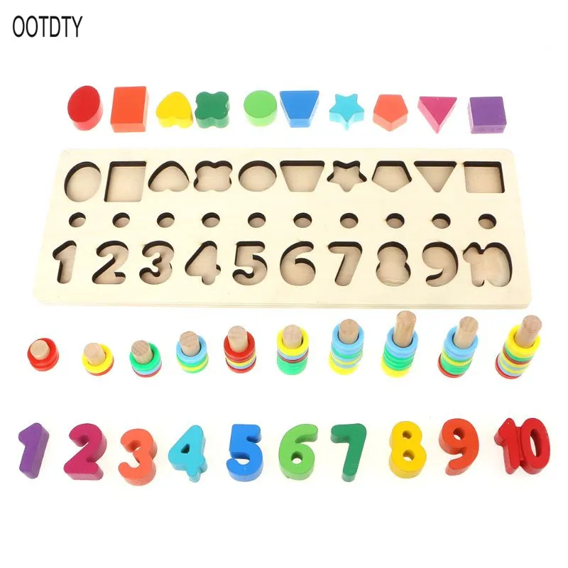 

Children Wooden Montessori Count Numbers Matching Digital Shape Match Early Education Teaching Math Toys