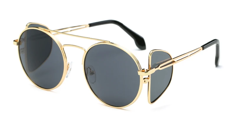 LEIDISEN, стимпанк Солнцезащитные очки, для женщин и мужчин, Ретро стиль, круглые солнцезащитные очки, UV400, солнцезащитные очки для женщин, яркие очки Oculos - Цвет линз: Gold w black