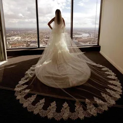 Luxury 3.5 Meter Wedding Bridal Veil 2019 Lace Appliques Wedding Accessories White Ivory Velo de novia veli da sposa