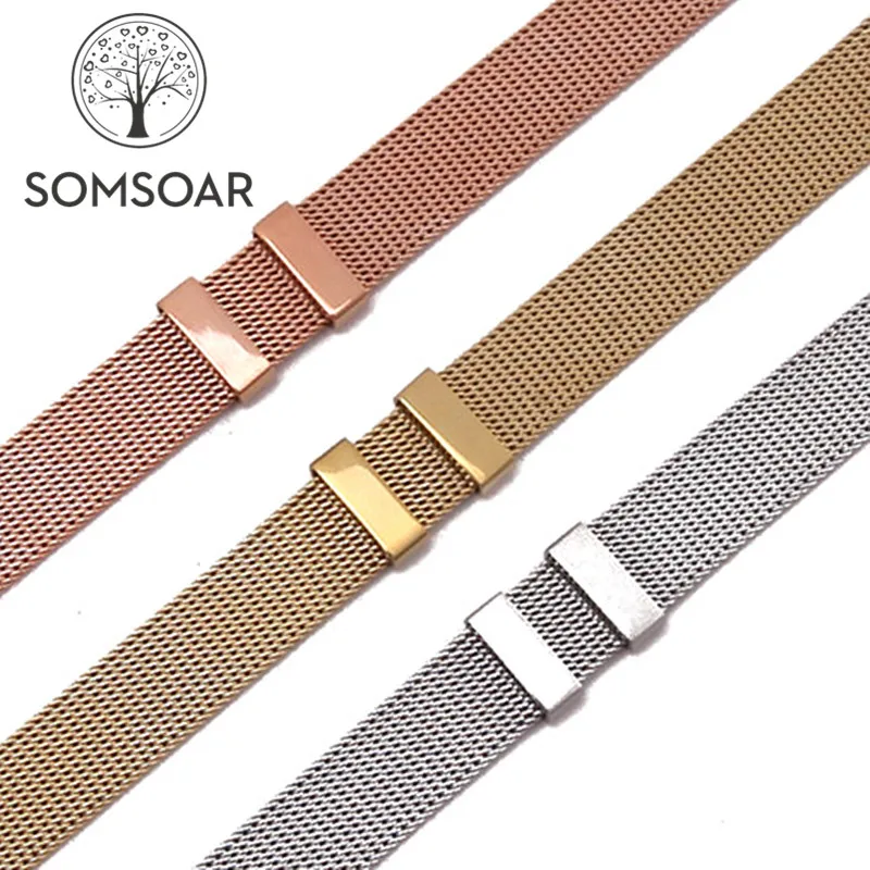 

Somsoar Jewelry Mesh Bracelet Accessories Stianless Steel buckles clasps ACC Slide Charms can laser name date logo on it