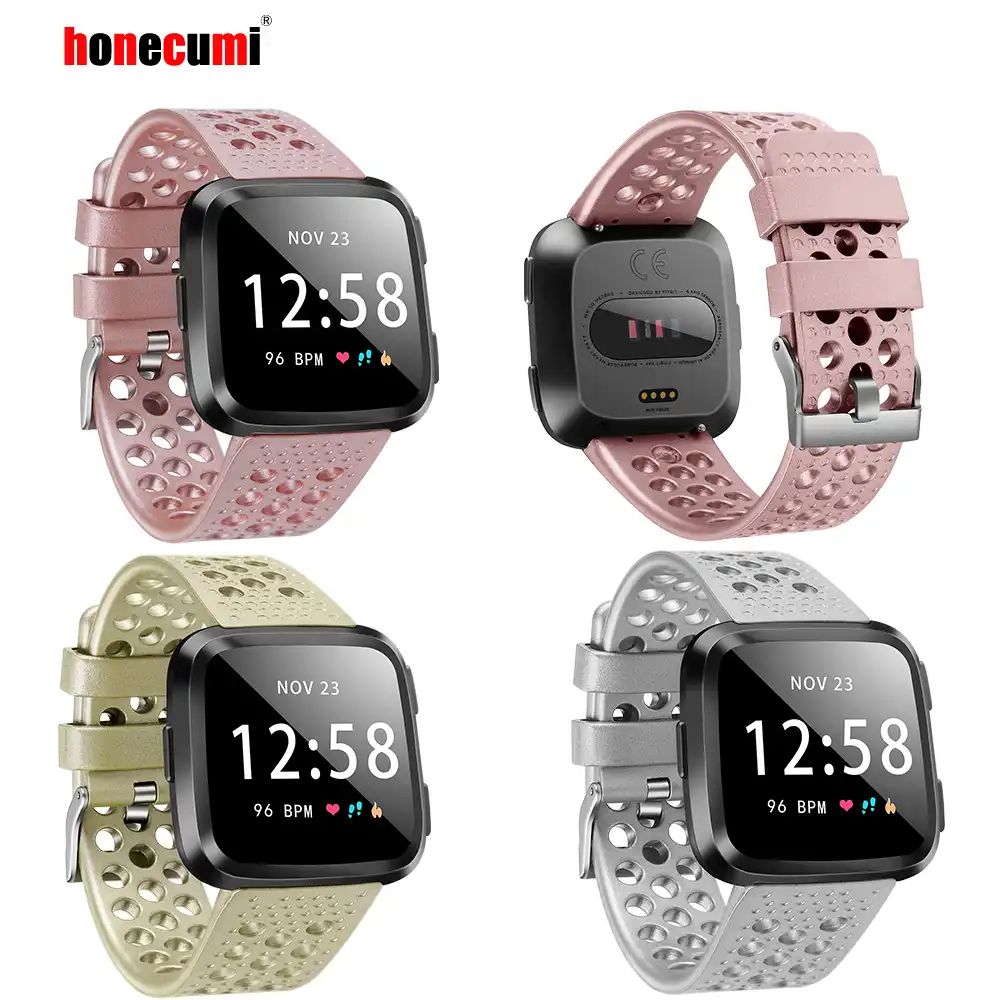 fitbit versa rose gold with silver band