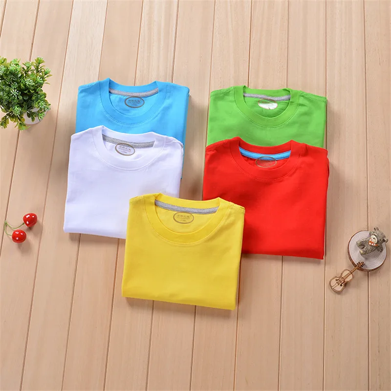 

2019 summer baby kids boys grils T shirt solid casual soft TEE short-sleeved cute tops cotton tshirt for 3 to 12 years kids