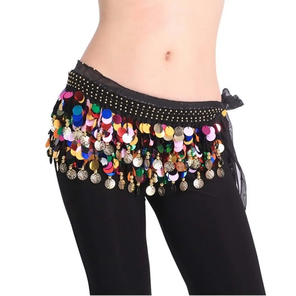 

Dancing Coin Chain Sequin Belly Dance Hip Skirt Scarf Wrap Belt Waistband